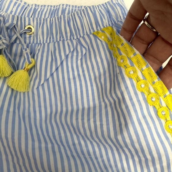 Lilly Pulitzer Size XXS Katia Embroidered Shorts Yellow Blue Peri Swizzle Stripe - Picture 6 of 11